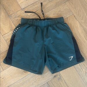 Gymshark Men's Teal and Black Athletic Shorts